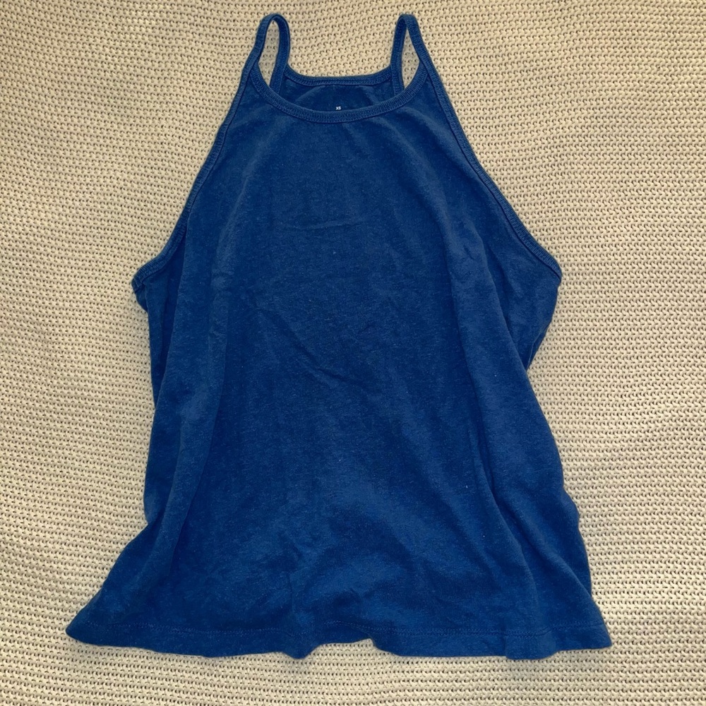 Everlane hemp cutaway tank deep bright blue Xs women high neck nwot - Picture 2 of 2